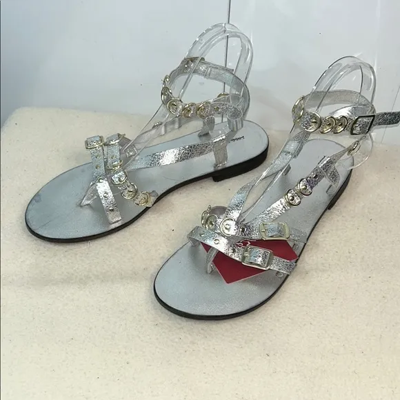 Silver Sandals with Decorative Buckles (B1)