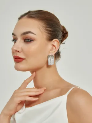 Silver Tassels Wedding Earrings