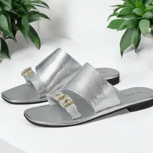 Silver Women's Slide Sandals (B1)