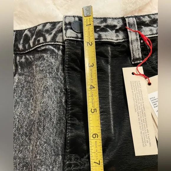Size 26 NWT Alice and Olivia Austin jeans skirt denim vegan leather black mini