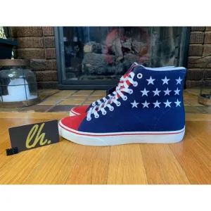 Size 8 Polo Ralph Lauren Solomon IV Red White Blue Canvas Sneakers 01087