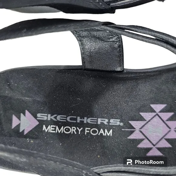 Skechers Black Reggae Slim Simply Stretch Sandals Women's Size 9