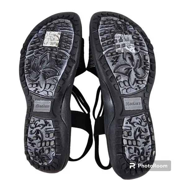 Skechers Black Reggae Slim Simply Stretch Sandals Women's Size 9