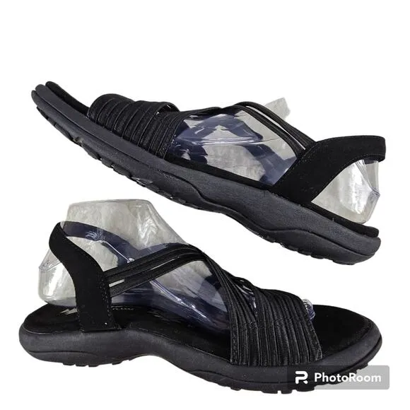 Skechers Black Reggae Slim Simply Stretch Sandals Women's Size 9