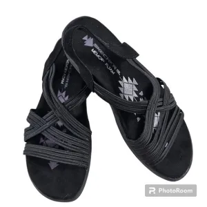 Skechers Black Reggae Slim Simply Stretch Sandals Women's Size 9