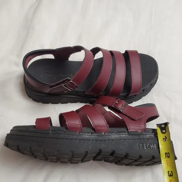 Skechers Jammers Poppin Strappy Sandals In Maroon Classic Boho No Size Retro