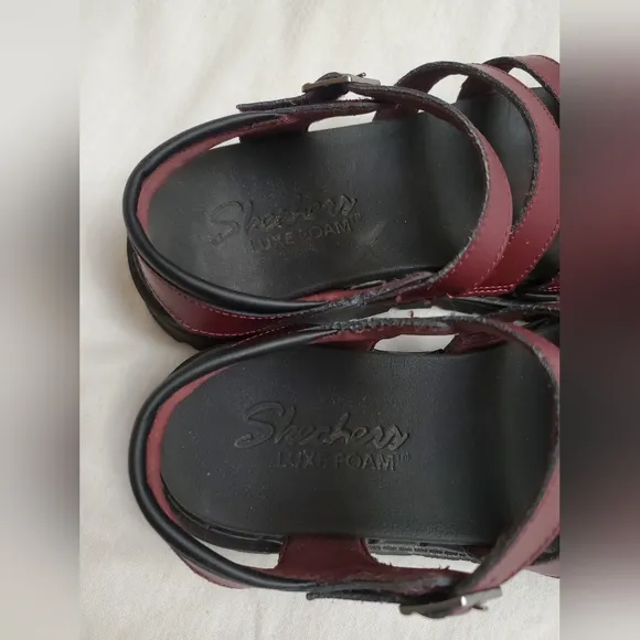 Skechers Jammers Poppin Strappy Sandals In Maroon Classic Boho No Size Retro