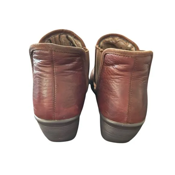 Skechers Womens Brown Leather Platform Wedge Heel Ankle Boots Shoes Size 6.5