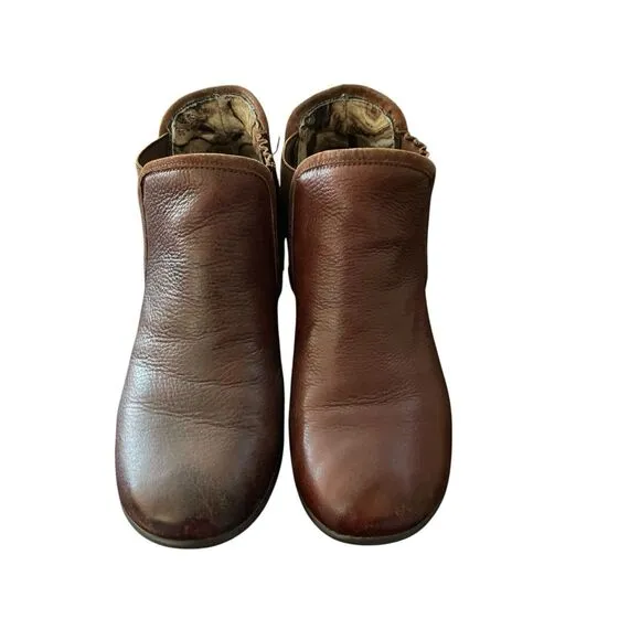 Skechers Womens Brown Leather Platform Wedge Heel Ankle Boots Shoes Size 6.5