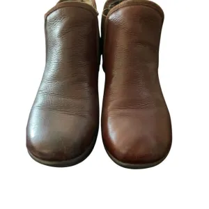 Skechers Womens Brown Leather Platform Wedge Heel Ankle Boots Shoes Size 6.5