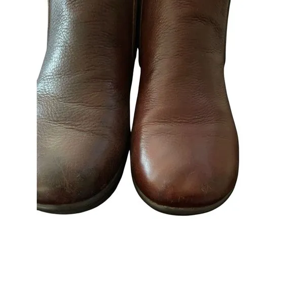 Skechers Womens Brown Leather Platform Wedge Heel Ankle Boots Shoes Size 6.5