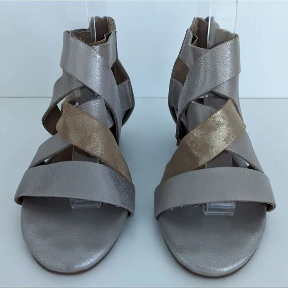 Sofft Metallic Pewter and Bronze Leather Strappy Gladiator Sandals 6