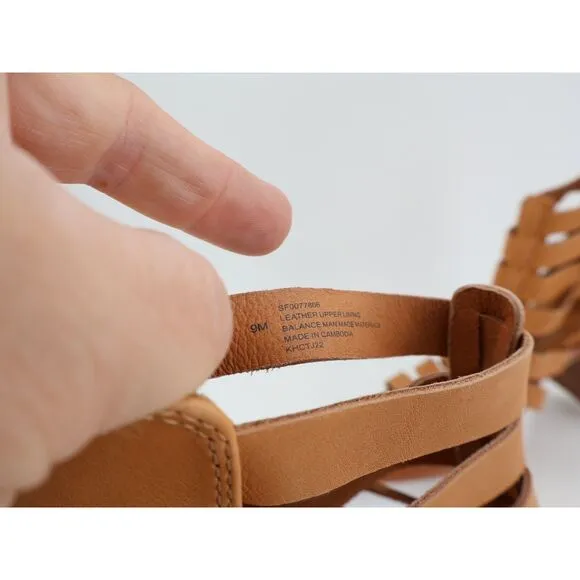 Sofft Stratford Sandals Brown Leather Block Heel Gladiator Strappy Size 9 M