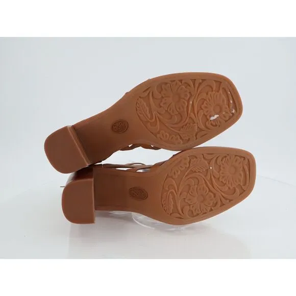Sofft Stratford Sandals Brown Leather Block Heel Gladiator Strappy Size 9 M