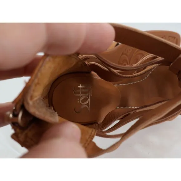Sofft Stratford Sandals Brown Leather Block Heel Gladiator Strappy Size 9 M