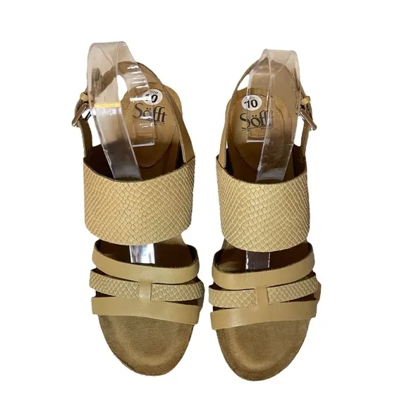 Sofft Velora Snakeskin Embossed Wedge Comfort Sandals Sz. 10