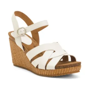 SOFFT White Leather Carlana Comfort Wedge Sandals NWT