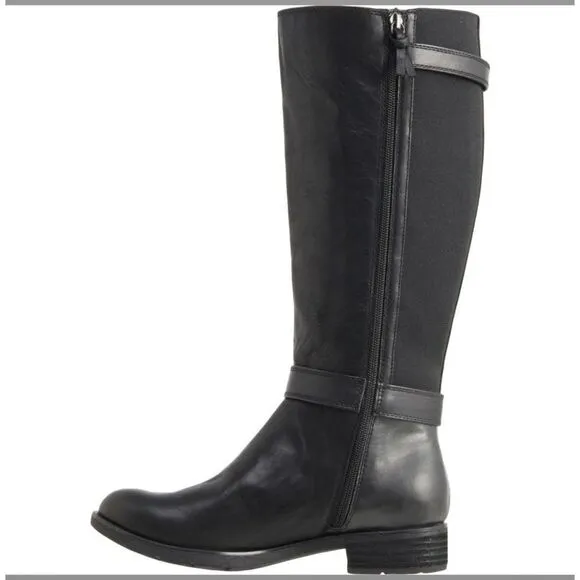 SOFFT Women's Leather Round-Toe Knee-High Riding Boots in Black Size 6M