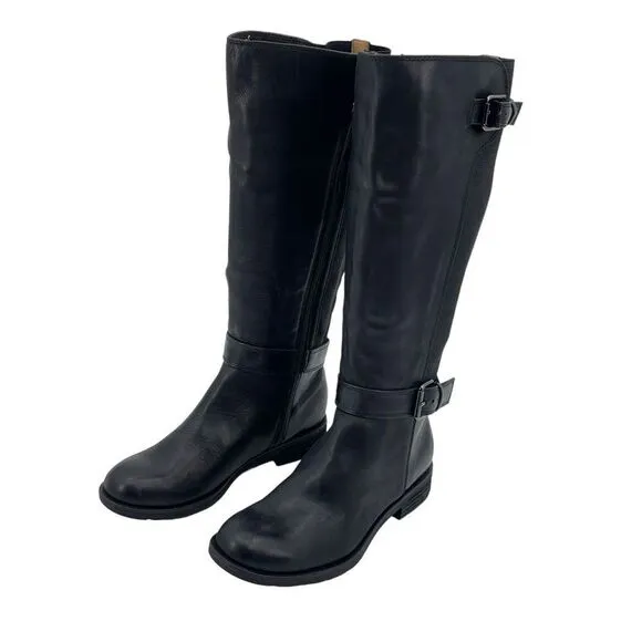 SOFFT Women's Leather Round-Toe Knee-High Riding Boots in Black Size 6M