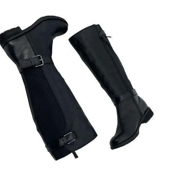 SOFFT Women's Leather Round-Toe Knee-High Riding Boots in Black Size 6M