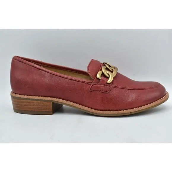 Sofft Womens Size 9 Nevara Tango Red Leather Slip On Loafers Shoes