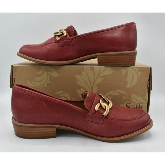 Sofft Womens Size 9 Nevara Tango Red Leather Slip On Loafers Shoes