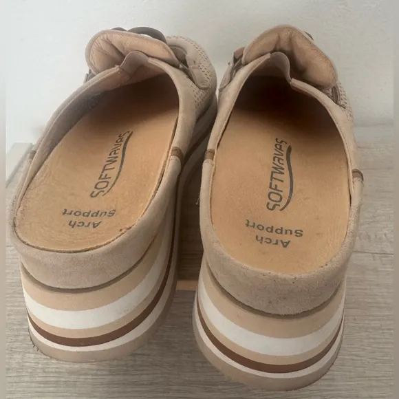 SOFTWAVES CARLISA LOAFERS CREAM COGNAC SLIP ON COMFY PLATFORM SIZE 38 US 8