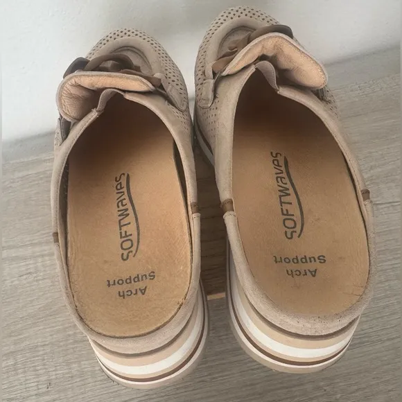 SOFTWAVES CARLISA LOAFERS CREAM COGNAC SLIP ON COMFY PLATFORM SIZE 38 US 8