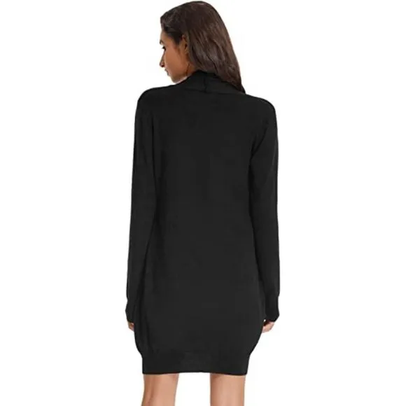 Solid Open Front Long Knited Cardigan Sweater for Women, Black