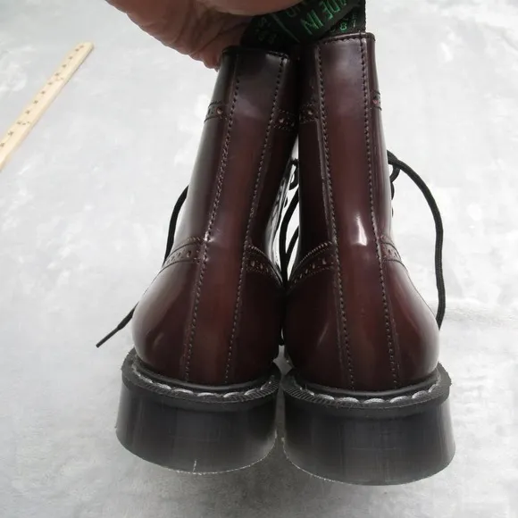 Solovair Brogue Derby Boots Men 8 Burgundy 6 Eye Leather Ankle England Made NEW