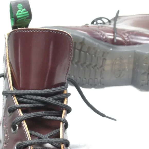 Solovair Brogue Derby Boots Men 8 Burgundy 6 Eye Leather Ankle England Made NEW