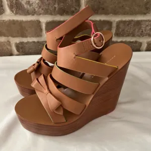 SOPHIA WEBSTER Samara Strappy Platform Wedge Sandals Tan Size 38 7.5/8