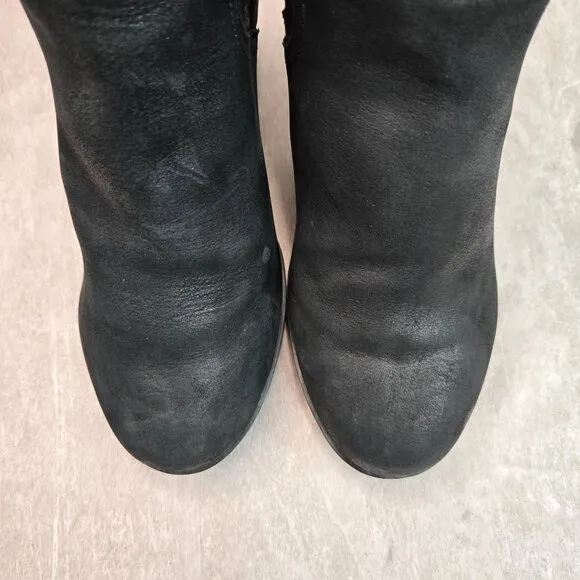 Sorel Ankle Wedge Booties 6.5 Black Leather Casual Chunky Platform Chelsea Boots