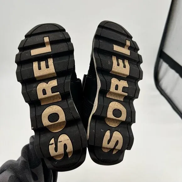 Sorel black Kinetic Sneak Sneakers Womens Size 7.5 Sea Salt Black LL3507-010