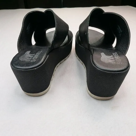 Sorel Cameron Flatform Mule in Black/White Size 7