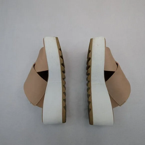 Sorel Cameron Flatform Mule in Tan/White Size 7