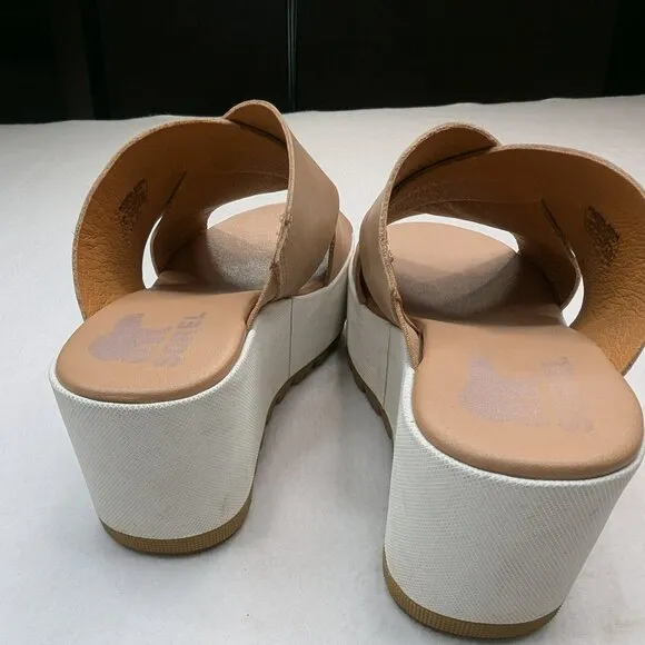 Sorel Cameron Flatform Mule in Tan/White Size 7