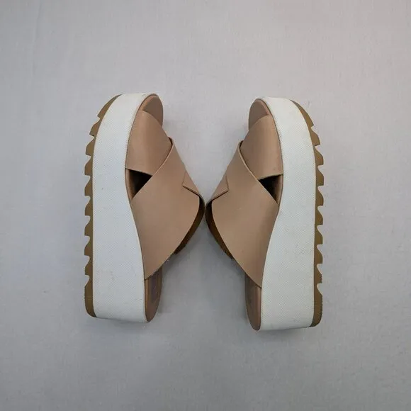 Sorel Cameron Flatform Mule in Tan/White Size 7