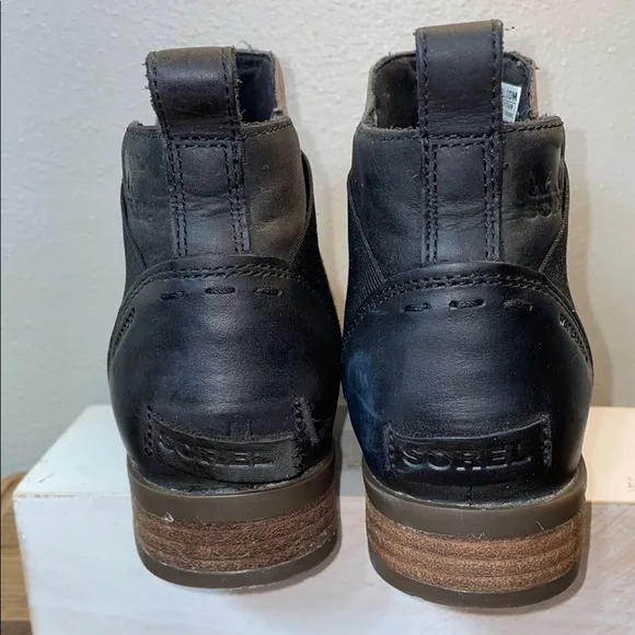 Sorel Emelie Chelsea Leather Color-block Stretch Ankle Boots Moto Minimal Size 8