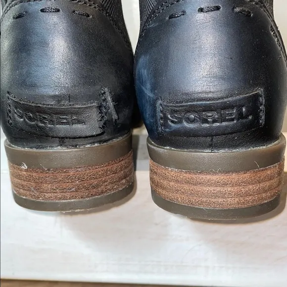 Sorel Emelie Chelsea Leather Color-block Stretch Ankle Boots Moto Minimal Size 8