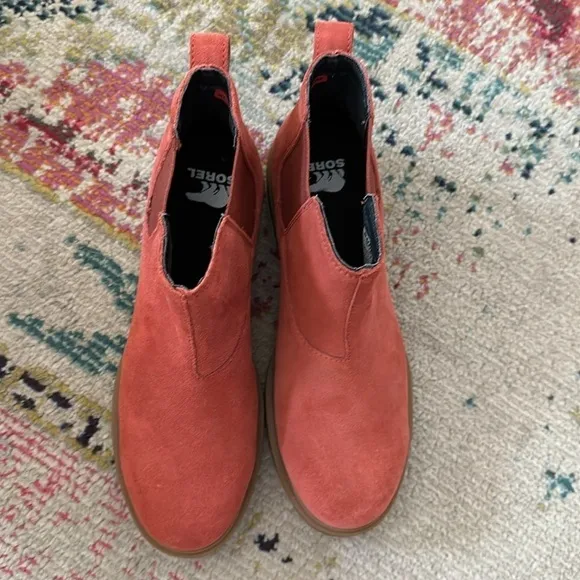 SOREL EMELIE II CHELSEA WP LEATHER RED/GUM 2 WOMEN'S Sz 7