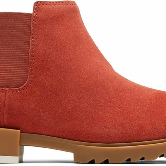 SOREL EMELIE II CHELSEA WP LEATHER RED/GUM 2 WOMEN'S Sz 7