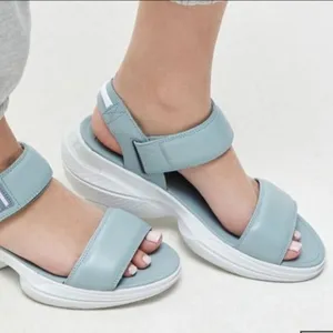 Sorel Explorer Blitz Stride Sandals Leather Wedge Crushed Blue Size 9 NEW