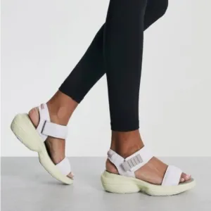 Sorel Explorer Blitz Stride Sandals Leather Wedge White Bolt Hint Size 8.5 NEW