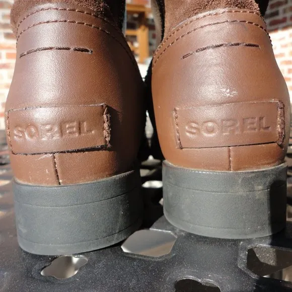 SOREL Girls Brown Leather and Suede Waterproof Zip Up Knee High Boots Size 4