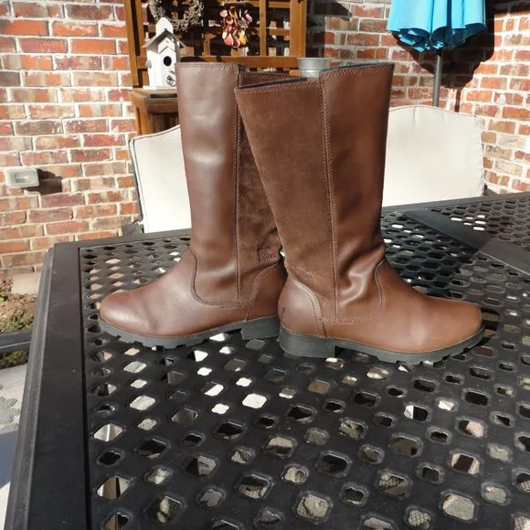 SOREL Girls Brown Leather and Suede Waterproof Zip Up Knee High Boots Size 4