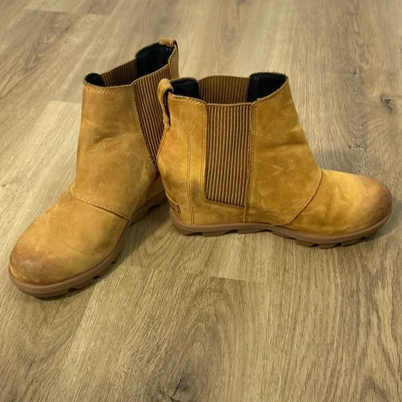 Sorel Joan of Arctic Leather Ankle Boots Wedge size 8