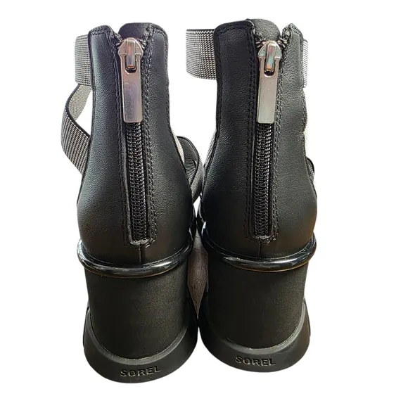 Sorel Joanie III Strappy Platform Black/White Sandals Womens Size 10