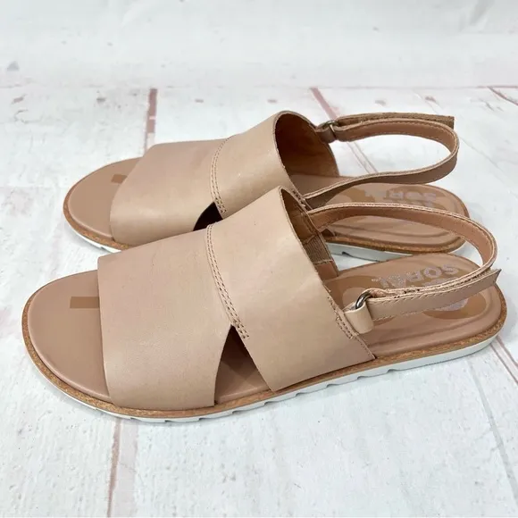 Sorel Leather Ella Il Slingback Sandals in Nude Beige