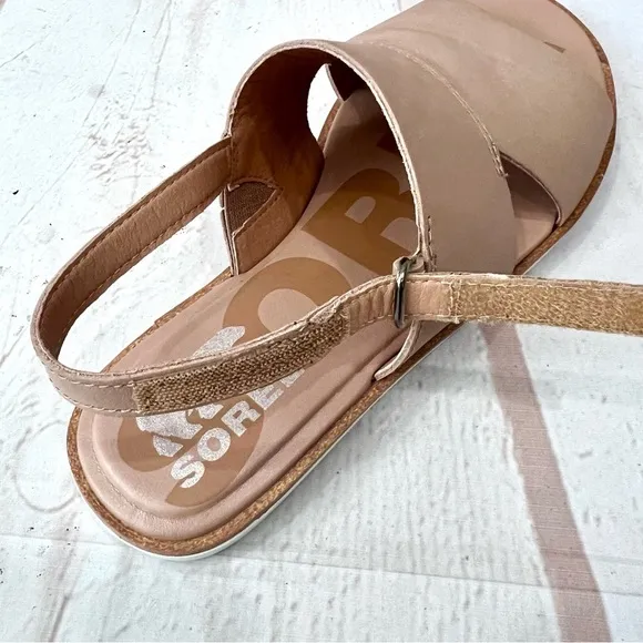 Sorel Leather Ella Il Slingback Sandals in Nude Beige